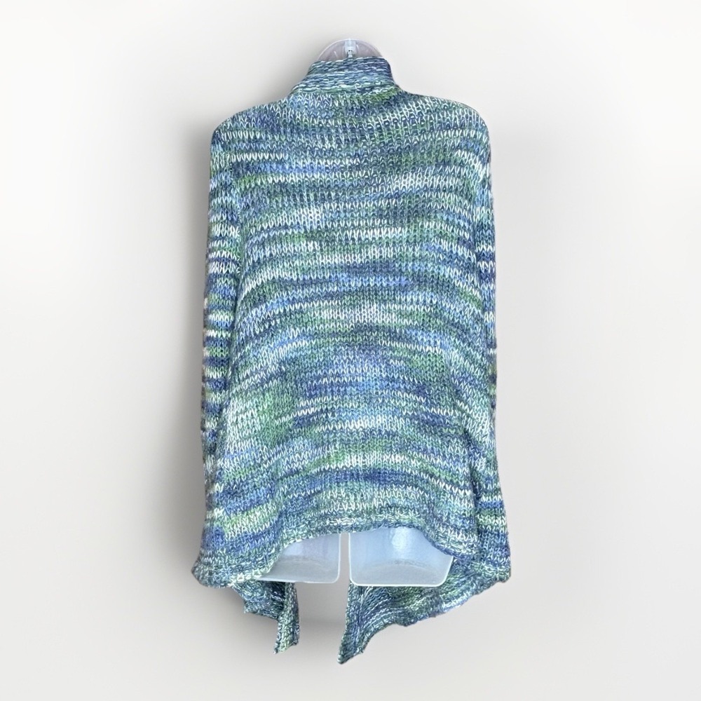 Olivia Sky Cardigan Women L‎ Blue Green Boho Open Front Cozy Cottagecore Chunky - Picture 4 of 13